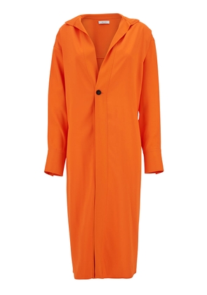 Ferragamo Orange Single-Breasted Coat With A Single Button In Stretch Viscose Blend Woman