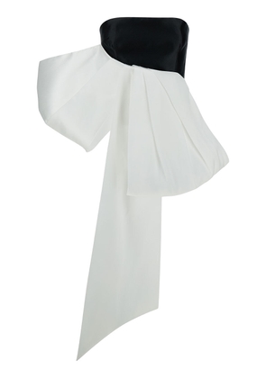 Solace London Nadina Black And White Top With Bow Detail In Silk Woman