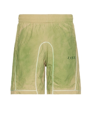 KidSuper Gradient Nylon Tech Shorts in Green - Green. Size L (also in M, XL/1X).
