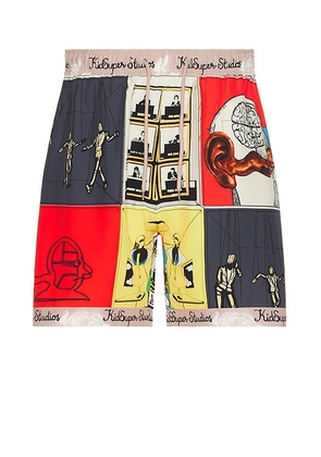 KidSuper Printed Shorts in Multi - Red. Size L (also in M, S, XL/1X).