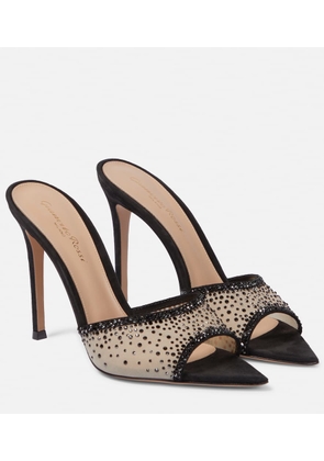 Gianvito Rossi Elle 115 embellished mesh mules