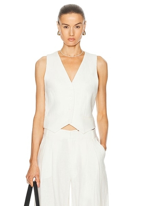 St. Agni Tailored Linen Vest in Ivory - Ivory. Size L (also in ).