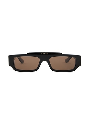 Gucci Rectangle Sunglasses in Black & Brown - Black. Size all.