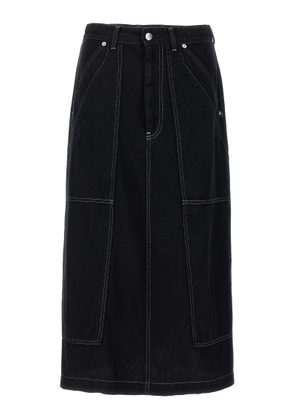 Mm6 Maison Margiela Lurex Stitching Midi Denim Skirt