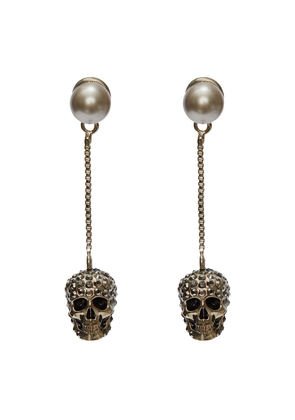 Alexander Mcqueen Skull Earrings With Pave And Chain