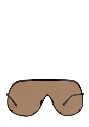 Rick Owens Shield Frame Sunglasses Black Steel Mask Sunglasses With Brown Lens - Shield
