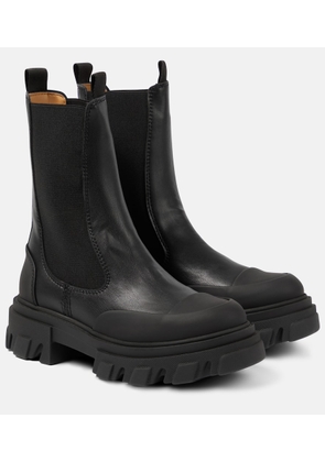 Ganni Black Stitch faux-leather Chelsea boots