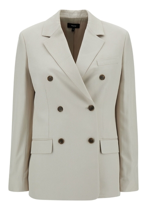 Theory Off-White Double-Breasted Jacket With Notched Revers In Viscose Woman
