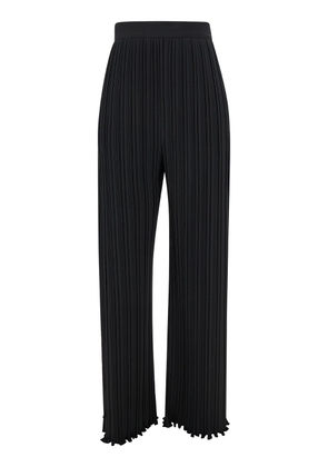 Lanvin Black Pleated Pants With Invisible Zip In Crêpe De Chine Woman