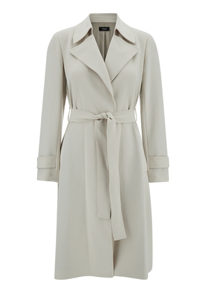 Theory Off-White Trench Coat With Revers Collar In Triacetate Blend Woman