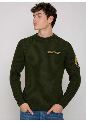 Mc2 Saint Barth Man Ribbed Green Sweater