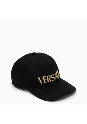 Versace Black Hat With Embroidered Logo