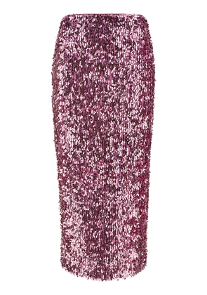 Rotate By Birger Christensen Pink Pencil Skirt With All-Over Sequins Embellishment In Tech Fabric Woman