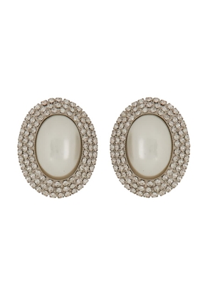 Alessandra Rich Oval Earrings With Pearl And Crystals