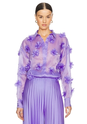 SELEZZA LONDON Emersyn Flower Shirt in Lavender. Size S, XS.