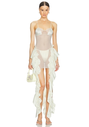 Sketch-Y Mia Dress in Ivory. Size L, S, XS.