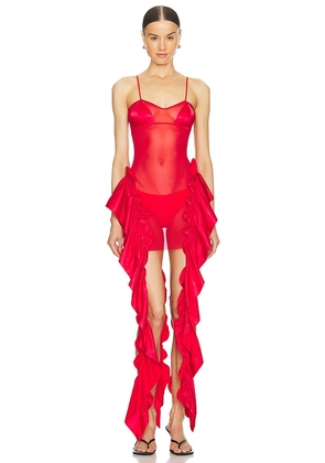 Sketch-Y Mia Dress in Red. Size L, S, XS.