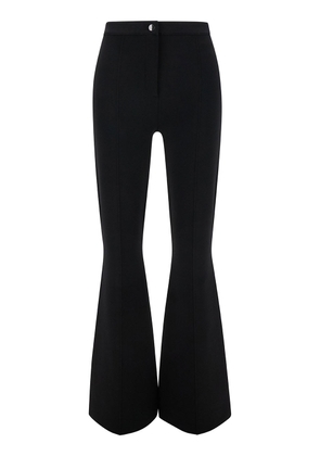 Theory Black Flared Pants With Button Closure In Viscose Blend Woman