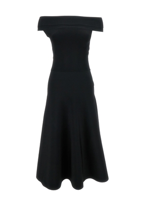 Fabiana Filippi Maxi Black Dress With Flared Skirt In Viscose Blend Woman