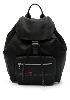 Kiton Black Canvas Backpack With Logo