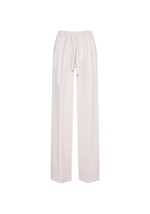 Kiton White Silk Drawstring Trousers