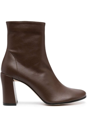 By Far Brown Pointed Ankle Boots With Chunky Heel In Leather Woman