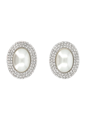 Alessandra Rich Oval With Pearl Earrings