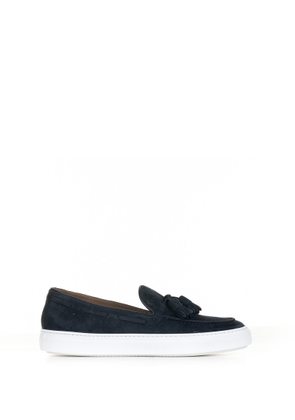 Fratelli Rossetti One Moccasin In Blue Suede And Rubber Sole