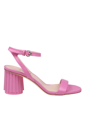 Agl Pink Leather Sandal With Column Heel