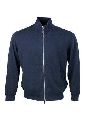 Armani Collezioni Lightweight Full Zip Long-Sleeved Shirt Made Of 100% Cotton With Side Pockets