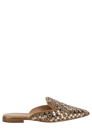 Alberta Ferretti Brown Mules With Embroideries In Leather And Acetate Woman