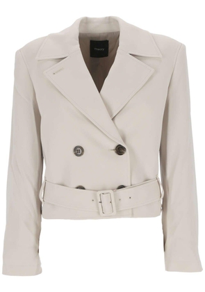 Theory Double-Breasted Belted Cropped Coat
