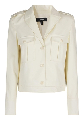Theory Buttoned Straight Hem Cropped Jacket