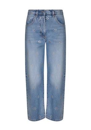 Msgm Rhinestone Patch Blue Jeans