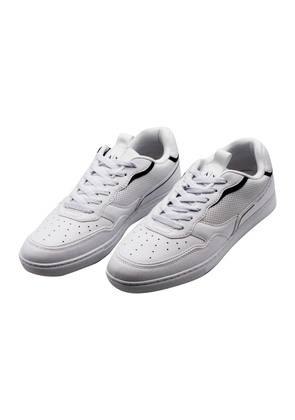 Armani Collezioni Sneakers In Soft Perforated Leather With Matching Sole And Lace Closure. Rear Logo