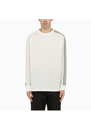 Y-3 White Crew-Neck Long Sleeves T-Shirt With Logo