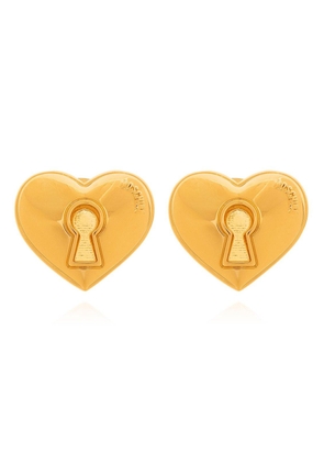 Moschino Logo-Engraved Heart Clip-On Earrings
