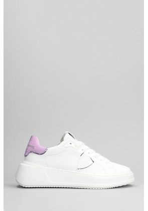 Philippe Model Tres Temple Low Sneakers In White Leather