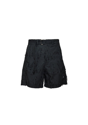 Msgm Mid-Rise Distressed Belted Shorts
