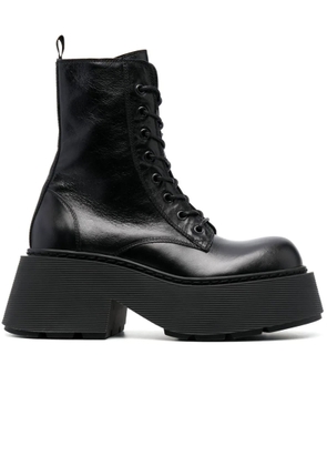 Vic Matié Black Calf Leather Platform Boots