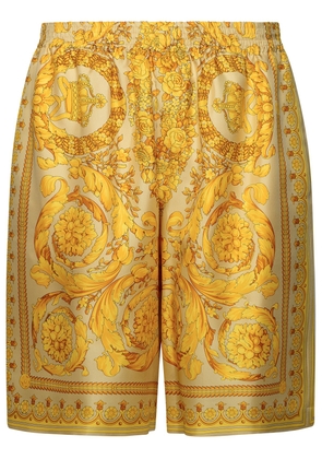 Versace Barocco Gold Silk Bermuda Shorts