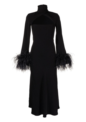 16Arlington Odessa feather-trim midi dress - Black