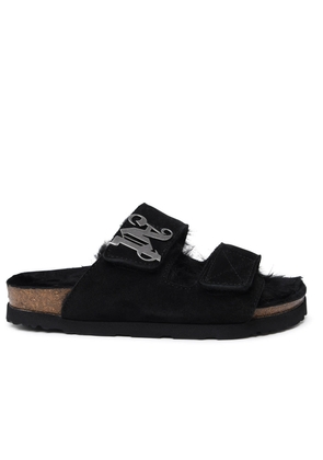 Palm Angels Comfy Black Suede Slippers