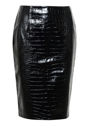 Versace Black Calf Leather Skirt