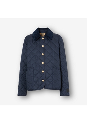 Burberry Corduroy Collar Diamond Quilted Jacket, Blue