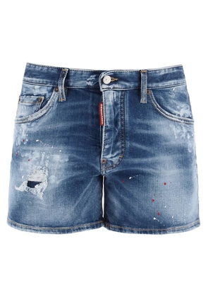 Dsquared2 Sexy 70S Shorts In Worn Out Booty Denim