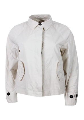 Antonelli Lightweight Windproof Jacket With Shirt Collar, Button Closure And Side Pockets
