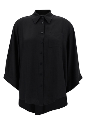 Federica Tosi Oversized Black Shirt With Patch Pockets In Viscose Woman