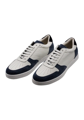 Barba Napoli Sneakers In Soft And Fine Leather With Contrasting Color Suede Details With Lace Closure And Suede Back