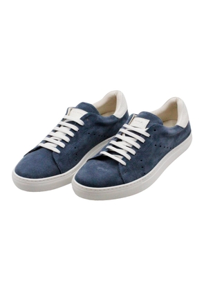 Barba Napoli Sneakers In Soft And Fine Perforated Suede With Lace Closure And Leather Rear Part